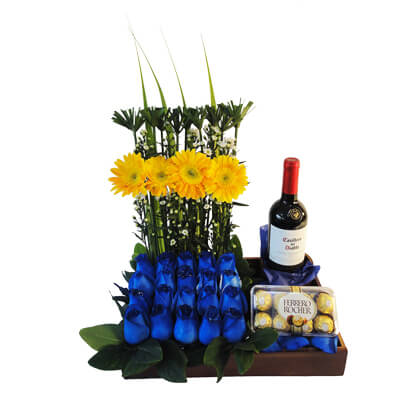 FAZ014 - Arreglo de Flores Azules - Estatus Floristería