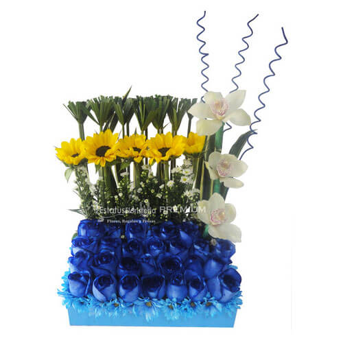 FAZ005 - Arreglo de Flores Azules - Estatus Floristería