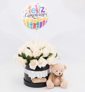 CBE014 -Arreglo floral de rosas blancas
