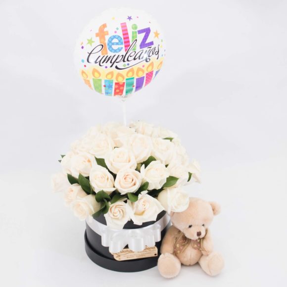 CBE014 -Arreglo floral de rosas blancas - Imagen 3