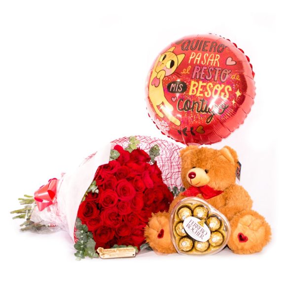 CBE023– FLORES, PELUCHE, CHOCOLATES Y GLOBO