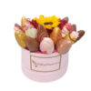 FLF021 – ARREGLO CON UN GIRASOL Y FRESAS AL CHOCOLATE