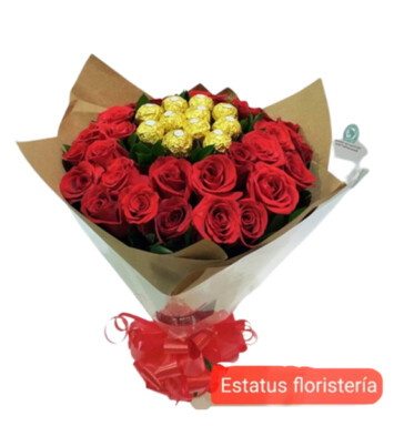 BOU032- BOUQUET ROSAS -FERREROS