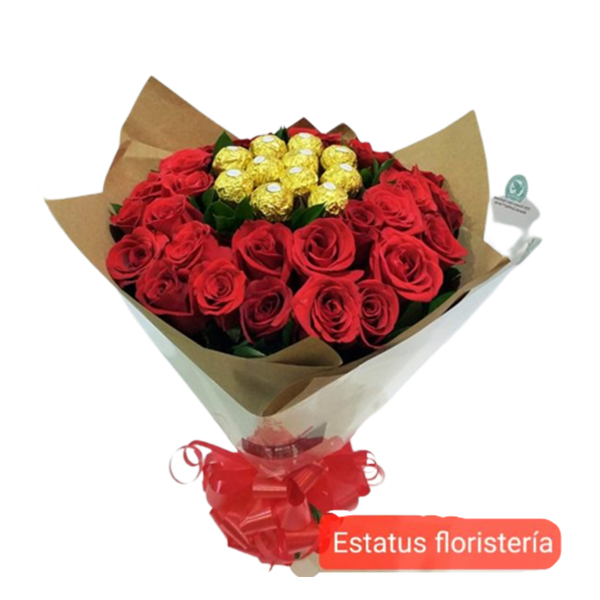 BOU032- BOUQUET ROSAS -FERREROS