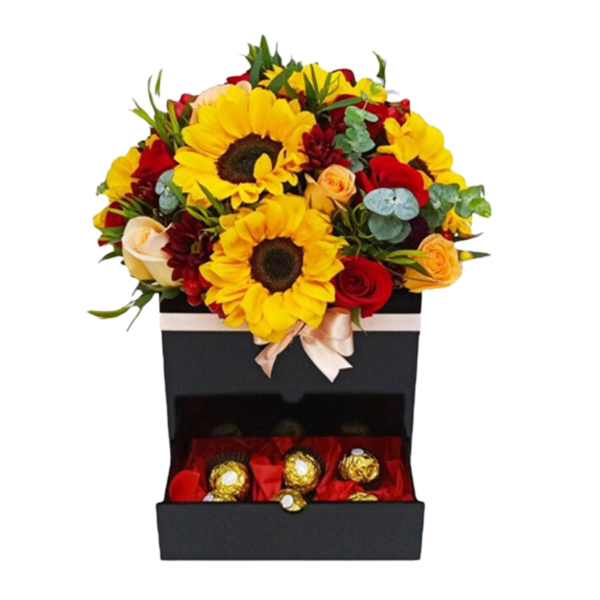 AMR0161-ARREGLO FLORAL CON CHOCOLATES