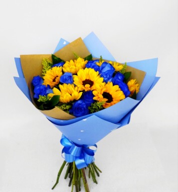 BOU065-BOUQUET ROSAS AZULES