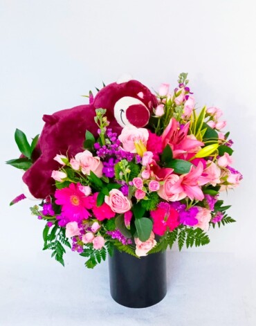 CMP0109-ARREGLO FLORAL CON PELUCHE